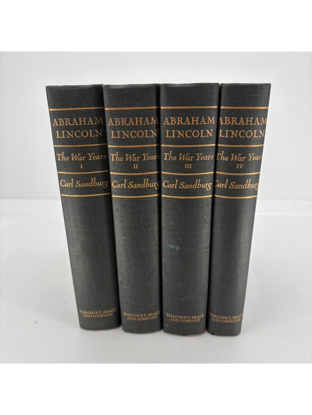 Abraham Lincoln The War Years Carl Sandburg 4 Vol Hardcover 1939 Harcourt No DJ